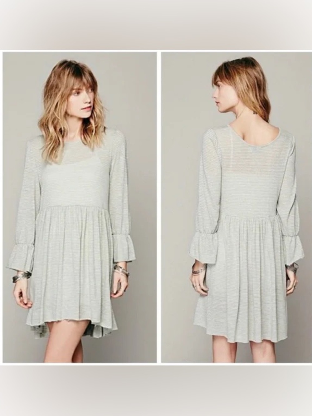 Free People FP Beach Jess Striped Knit Mini Dress Tunic Size M - Picture 12 of 12
